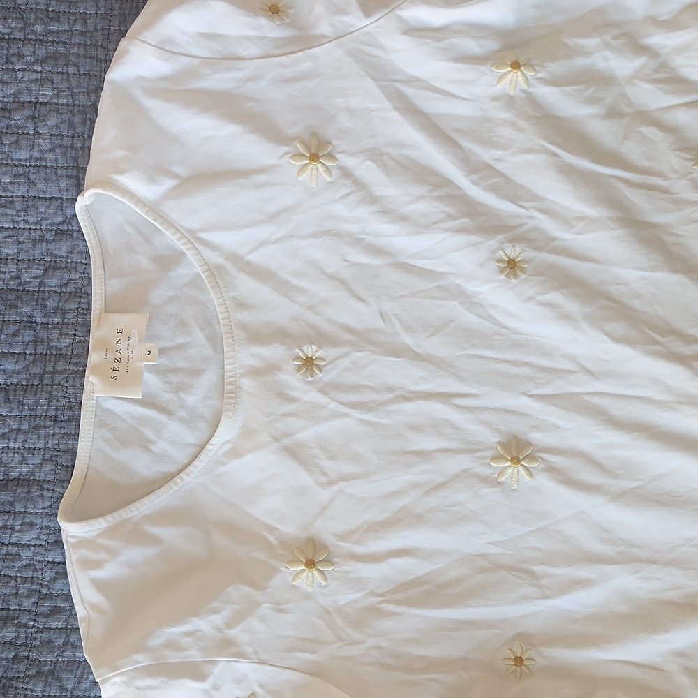 Sezane Evan Daisy Short Sleeved T Shirt Medium - Picture 7 of 7